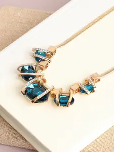 SOHI Gold-Toned & Blue Gold-Plated Necklace
