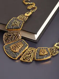 SOHI Gold-Toned & Black Gold-Plated Necklace