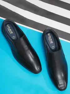 Duke Men Black Solid Synthetic Formal Slip-On Shoes