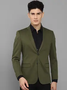 Allen Solly Men Olive Green Solid Slim-Fit Single Breasted Formal Blazer