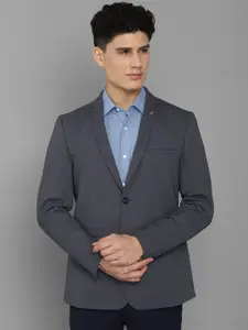 Allen Solly Men Grey Self-Design Single-Breasted Formal Slim-Fit Blazer