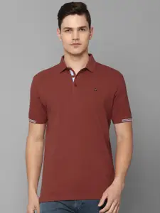 Louis Philippe Jeans Men Maroon Polo Collar Slim Fit T-shirt