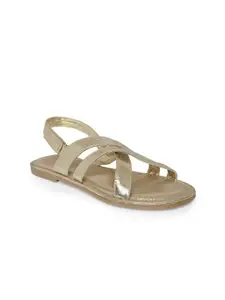 Pantaloons Junior Girls Gold-Toned Open Toe Flats