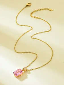 HOT AND BOLD Gold-Toned & Pink Brass Gold-Plated Oxidised Necklace