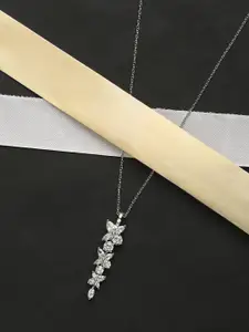 HOT AND BOLD Silver-Toned & White Brass Silver-Plated Oxidised Necklace