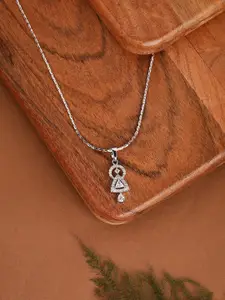 HOT AND BOLD Brass Silver-Plated Oxidised Necklace