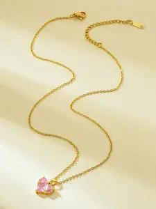 HOT AND BOLD Gold-Toned & Pink Brass Gold-Plated Necklace