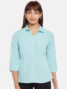 Annabelle by Pantaloons Women Blue Printed Formal Shirt