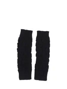 Bharatasya Women Black Long Knitted Mitten Gloves