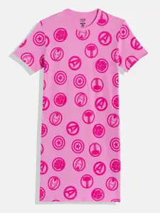 Kook N Keech Marvel Teens Girls Printed Pure Cotton T-shirt Dress