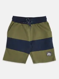 Pantaloons Junior Boys Olive Green Colourblocked Shorts