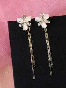 Unwind by Yellow Chimes Gold-Plated & White Contemporary Drop Earrings