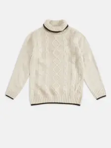 Pantaloons Junior Boys Off White Cable Knit Pullover