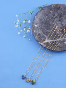 Brandsoon Gold-Toned & Blue Brass Gold-Plated Antique Necklace