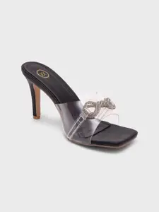 20Dresses Women Black Embellished PU Party Stiletto Sandals