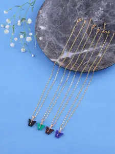 Brandsoon Set of 4 Brass Gold-Plated Necklaces