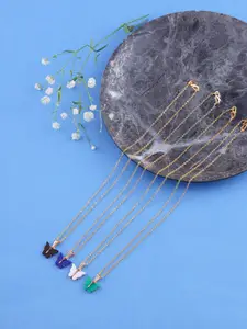 Brandsoon Pack of 4 Gold-Toned & Black Butterfly Shaped Necklace