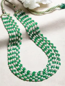 PANASH Green & White Layered Necklace