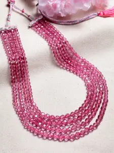 PANASH Pink Beaded Layered Necklace