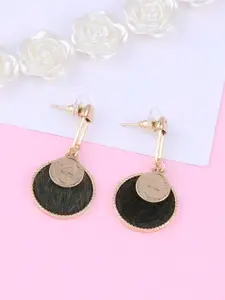 Silver Shine Black & Gold-Plated Contemporary Drop Earrings