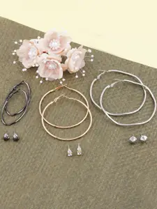 Silver Shine Rose Pack Of 6 Gold & Silver-Toned Classic Hoop Earrings