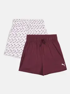 Puma Girls Lavender Pack Of 2 Conversational Printed Outdoor Shorts