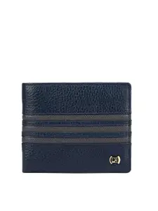 Da Milano Men Blue & Black Leather Two Fold Wallet