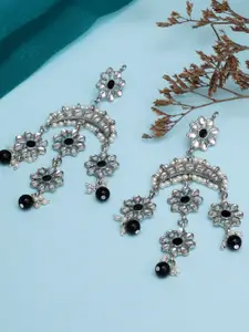 KARATCART Women Black Oxidised Classic Drop Earrings