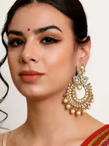 KARATCART Gold-Plated & White Classic Chandbalis Earrings