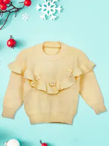 Baby Moo Girls Yellow Ribbed Pullover