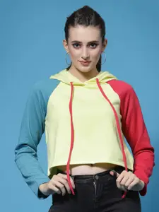 Athena Women Colourblocked Hooded Sweatshirt