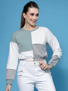 Athena Women Colourblocked Cotton Sweatshirt