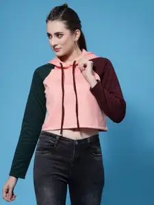 Athena Women Colourblocked Hooded Sweatshirt