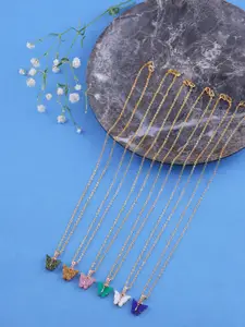 Brandsoon Set of 6 Gold-Plated Butterfly Pendant Chain