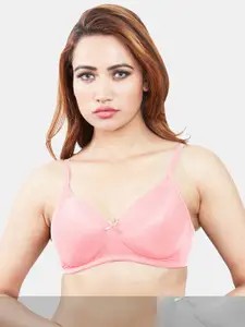 Sonari Women Pink Solid Cotton Lightly Padded Bra