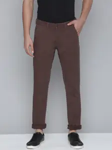 Flying Machine Men Brown Comfort Super Slim Fit Mid-Rise Plain Woven Flat-Front Chinos