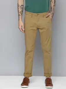 Flying Machine Men Khaki Comfort Slim Fit Solid Trousers