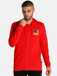 Puma Men Red Hooded Slim Fit Outdoor Sporty Jacket