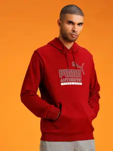 Puma Men Red Cat Graphic Hoodie Cotton Sweatshirt