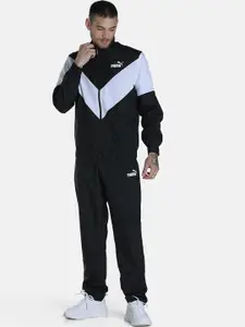 Puma Men Black & White Long Sleeves Regular Fit Track Suit