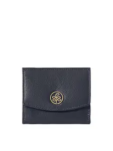 Eske Women Navy Blue Leather Two Fold Wallet