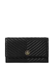 Eske Women Striped Quilted Leather Two Fold Wallet