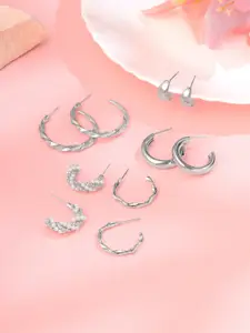 Yellow Chimes Women Silver-Toned Contemporary Hoop Earrings