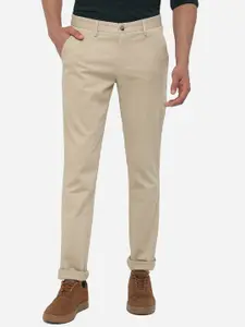Greenfibre Men Beige Slim Fit Casual Chinos Trousers