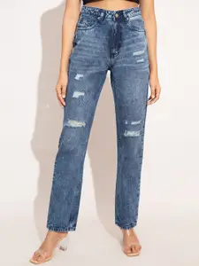 20Dresses Women Blue High-Rise Highly Distressed Light Fade Stretchable Jeans