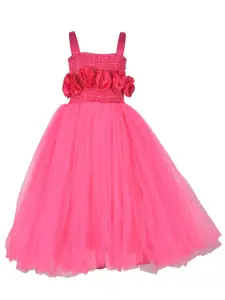 Samsara Couture Magenta Applique Net Dress