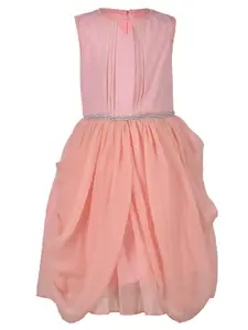Samsara Couture Girls Pink Fit And Flare Net Dress