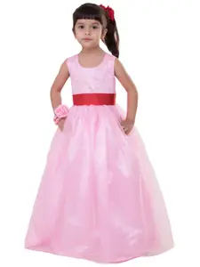 Samsara Couture Pink Fit and Flare Net Gown Maxi Dress