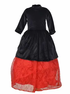 Samsara Couture Black Applique Net Maxi Dress