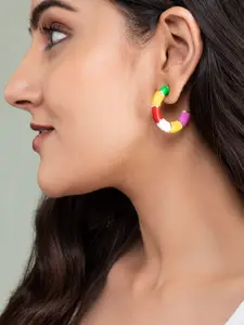 Rubans Women Multicoloured Circular Half Hoop Earrings